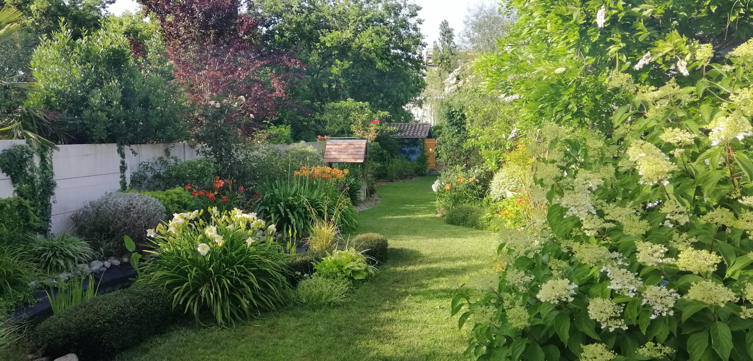 Conception de jardin contemporain avec plantations adaptées au climat girondin